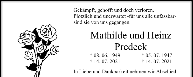 Mindestens 19 Ehepaare/ Paare starben in der Flutkatastrophe vom 14./15.07.2021